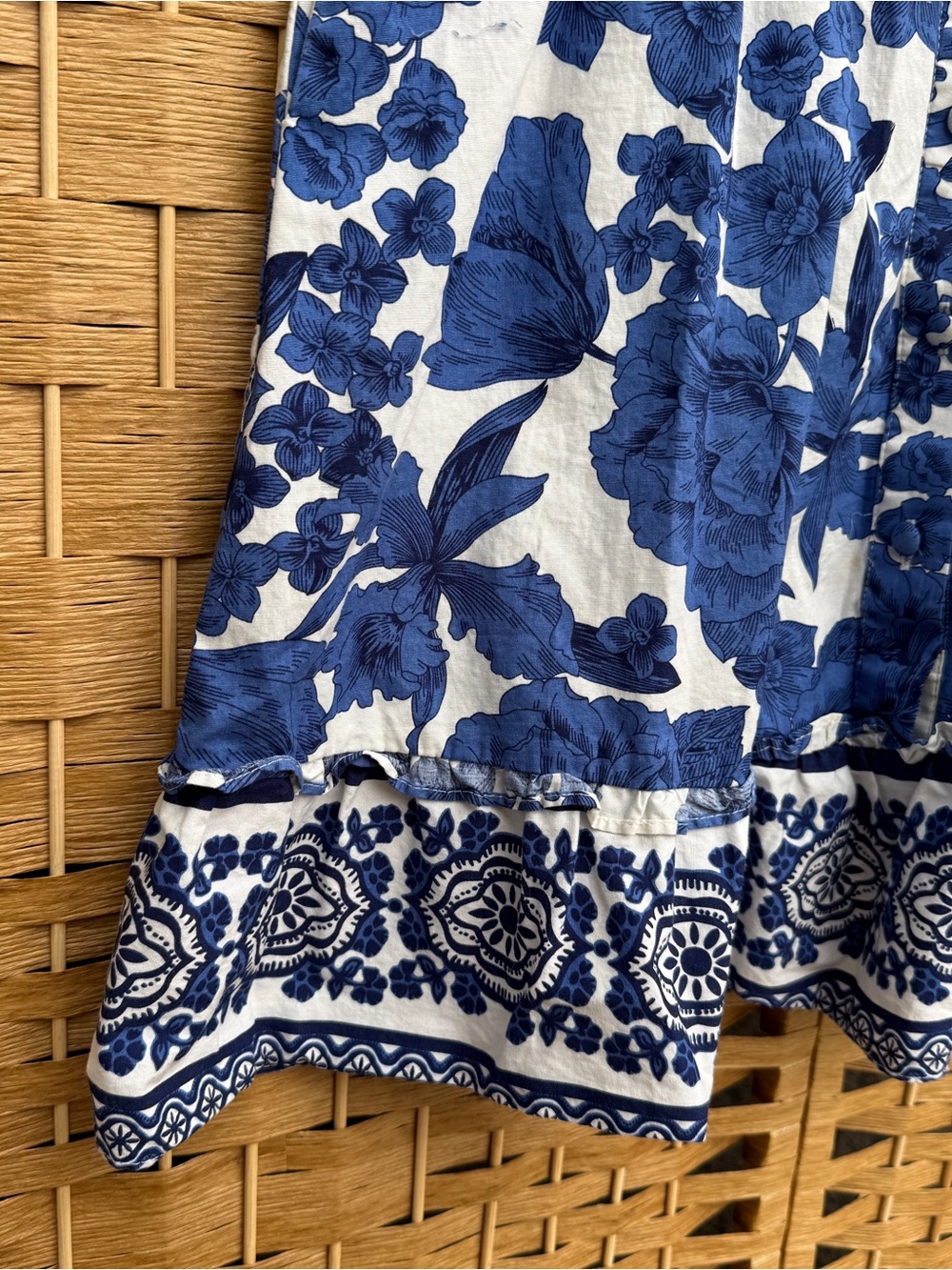 Joie Women's Floral Mini Dress Blue Button Down Front With Belt Women’s Size 2 - Picture 10 of 15